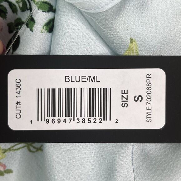 BEBE Women's Baby Blue Floral Satin Cowl Neck Spaghetti Strap Midi Dress S NEW - Picture 10 of 12